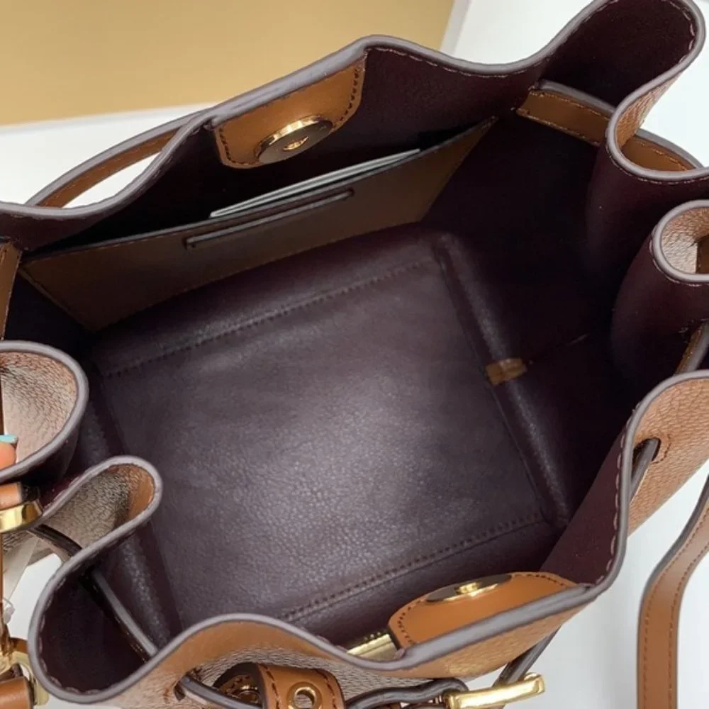 Michael Kors Emilia Small Bucket Bag Messenger Leather Luggage - Picture 15 of 15